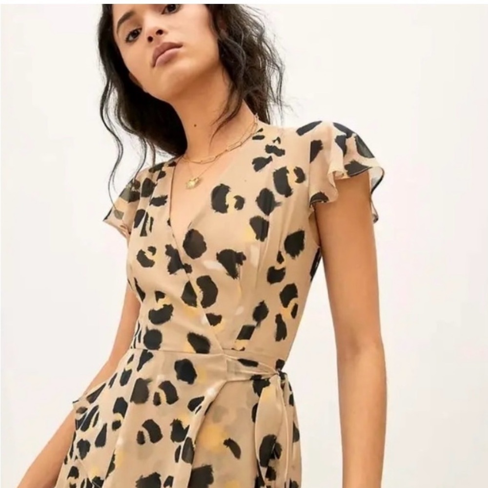 Anthropologie Lala Leopard Wrap Maxi Dress